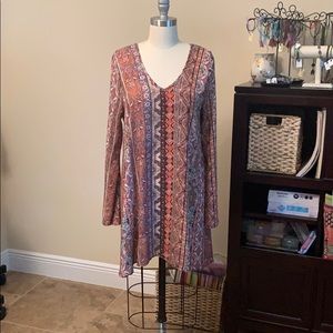 Printed bell sleeve dress.